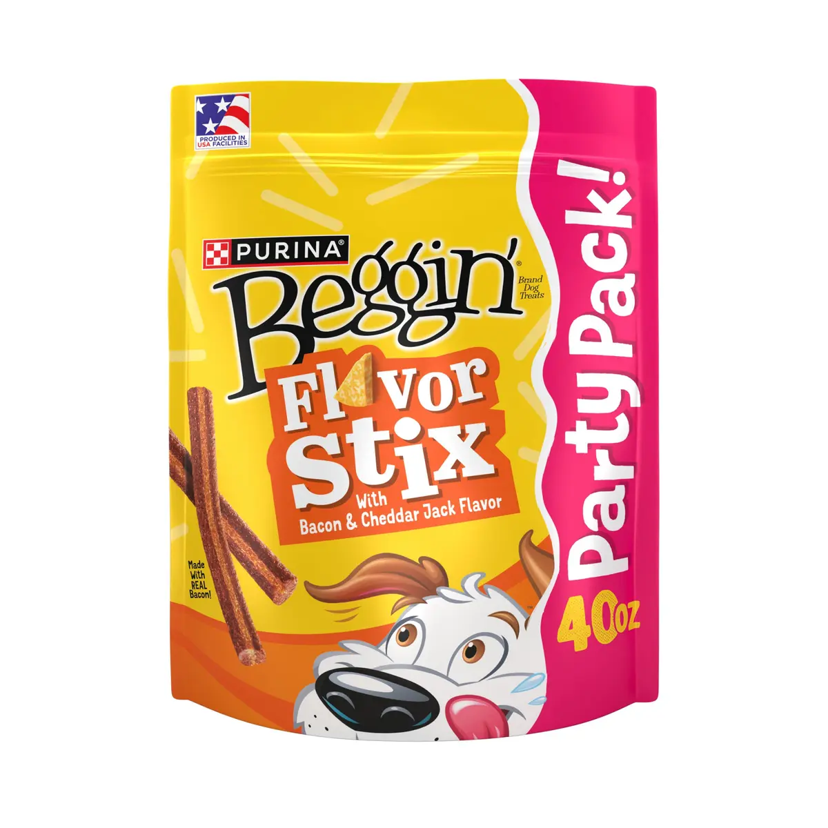 Purina Beggin’ Flavor Stix Treats for Dogs 40 oz. Bacon & Cheddar Jack | Real Meat & No Artificial Flavors - main product image