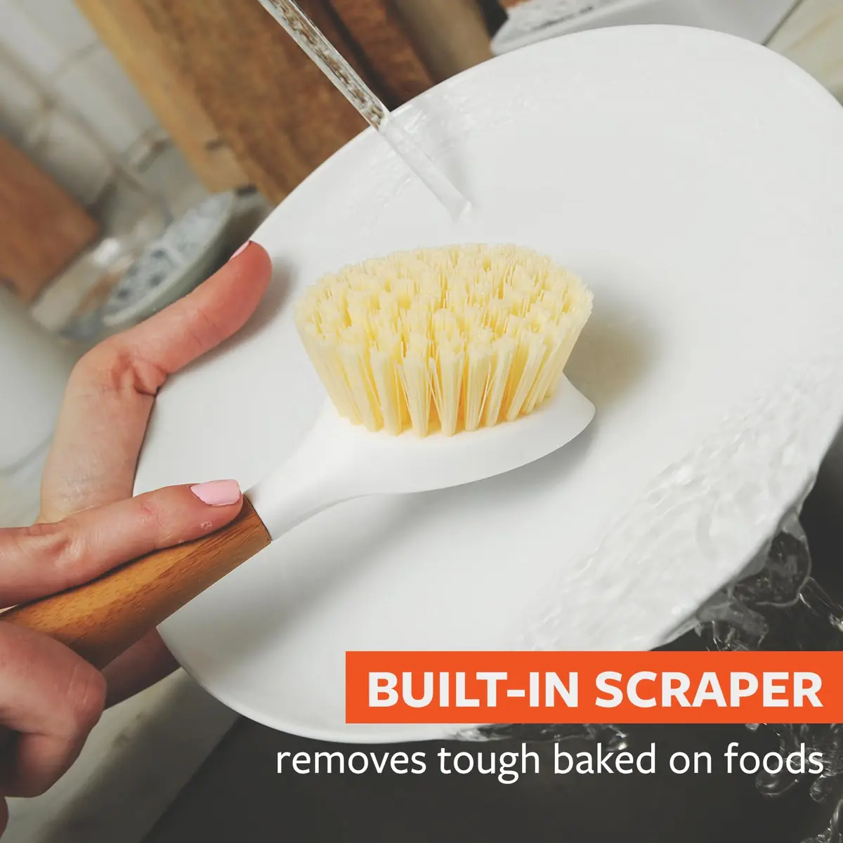 Full Circle Double Dish Brush Set 2 Pack | Eco-Friendly Bamboo Handles for Kitchen Cleaning - view 5