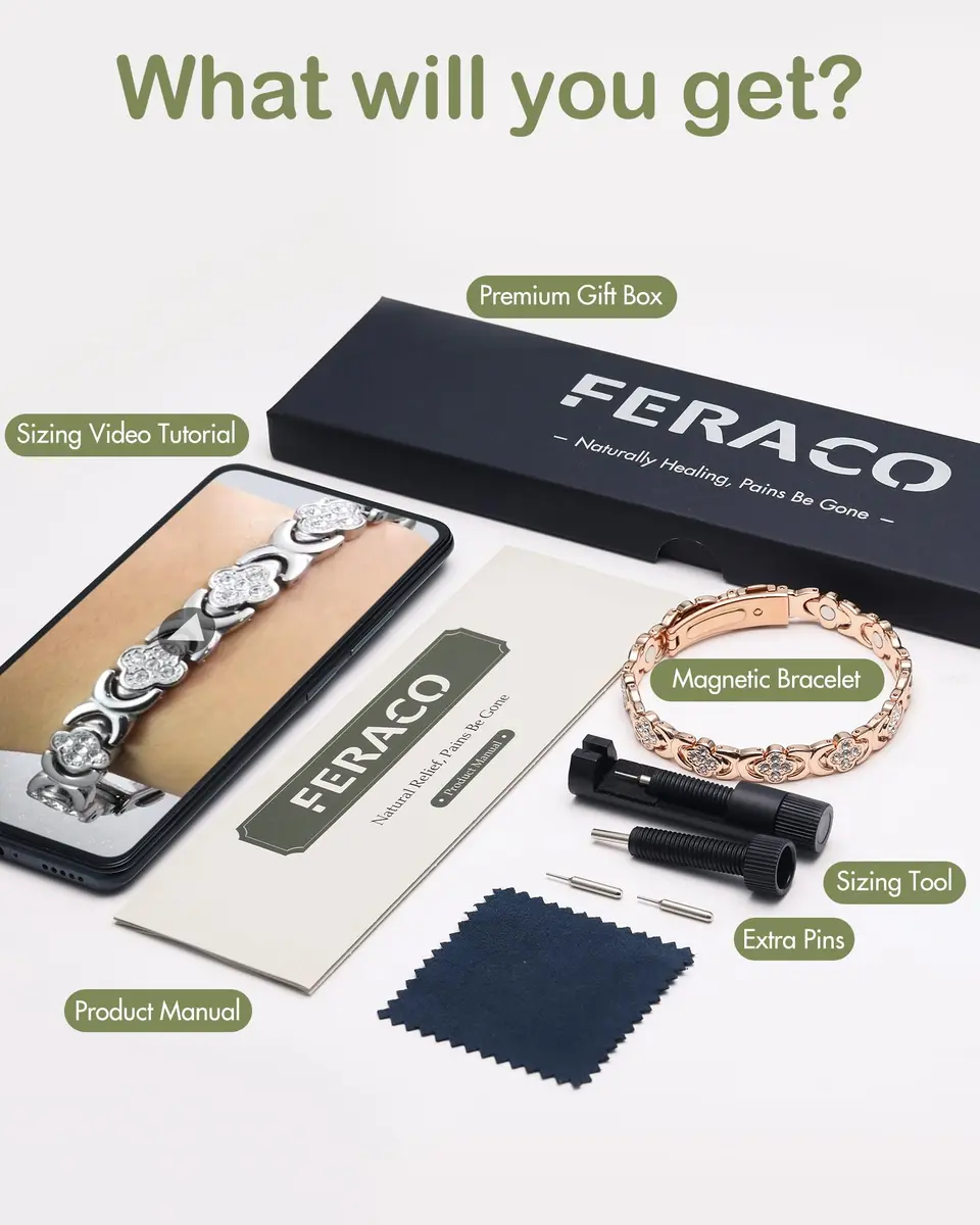 Feraco Pure Copper Magnetic Bracelet for Women | 3800 Gauss, Adjustable, Elegant Gift - view 7