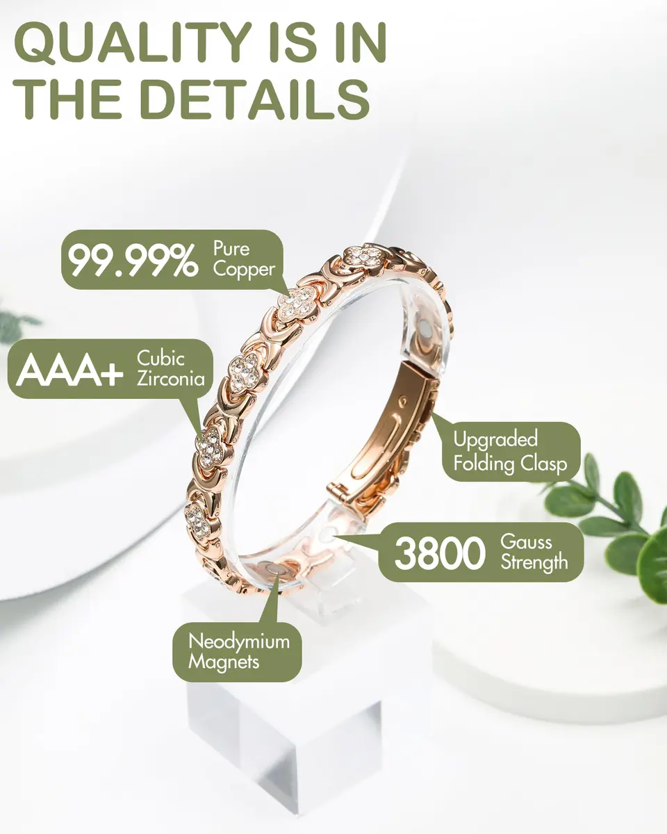 Feraco Pure Copper Magnetic Bracelet for Women | 3800 Gauss, Adjustable, Elegant Gift - view 3
