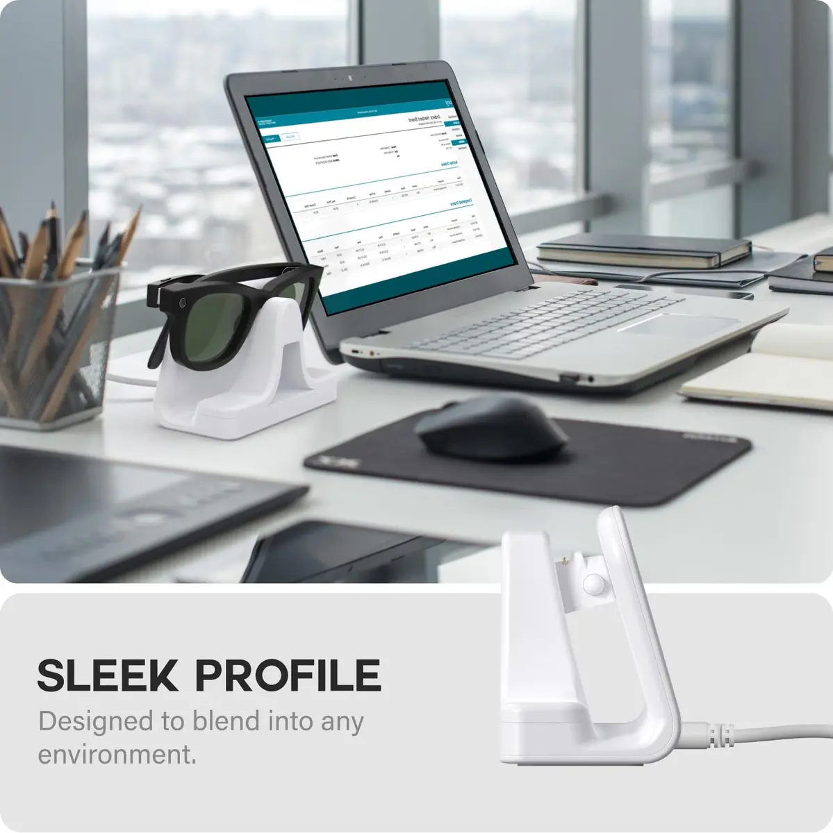 TUSITA Charging Stand & Cable for Ray-Ban Meta Smart Glasses (Gen 1,2) - White | USB-C Power Delivery - view 5