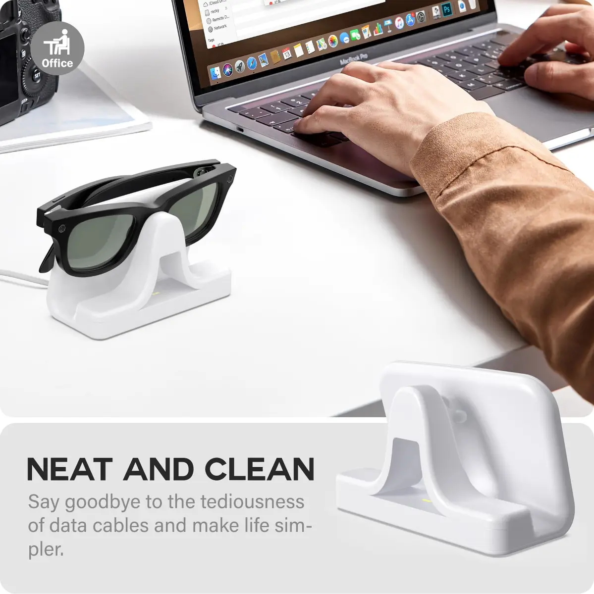 TUSITA Charging Stand & Cable for Ray-Ban Meta Smart Glasses (Gen 1,2) - White | USB-C Power Delivery - view 7