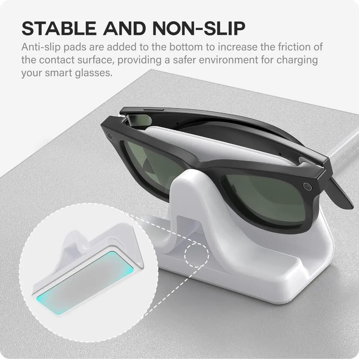 TUSITA Charging Stand & Cable for Ray-Ban Meta Smart Glasses (Gen 1,2) - White | USB-C Power Delivery - view 4
