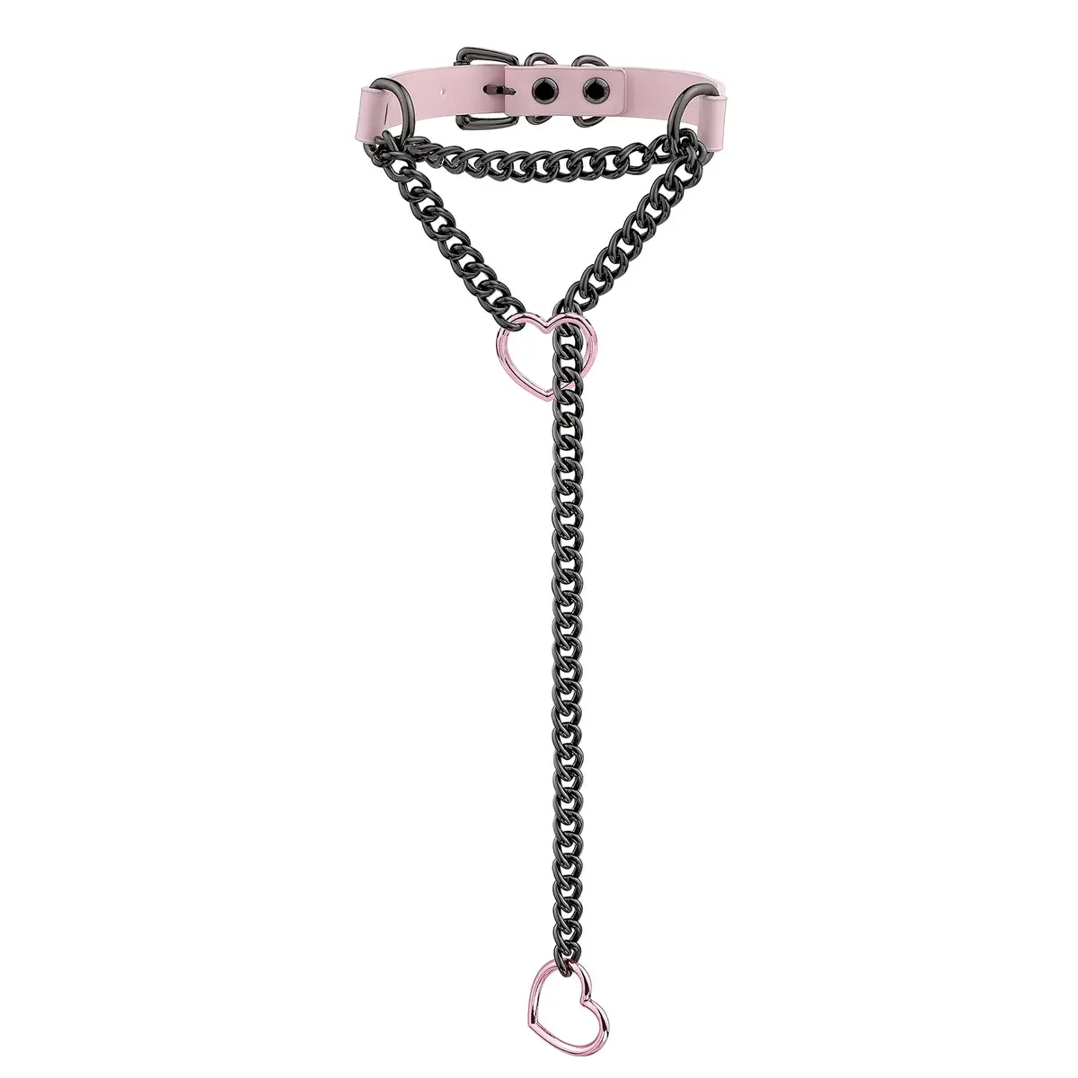 ADEMISHIA Handmade Black Heart O-ring Slip Chain Choker Collar For Women, Adjustable 21.5 inches (54.6 cm) - main product image
