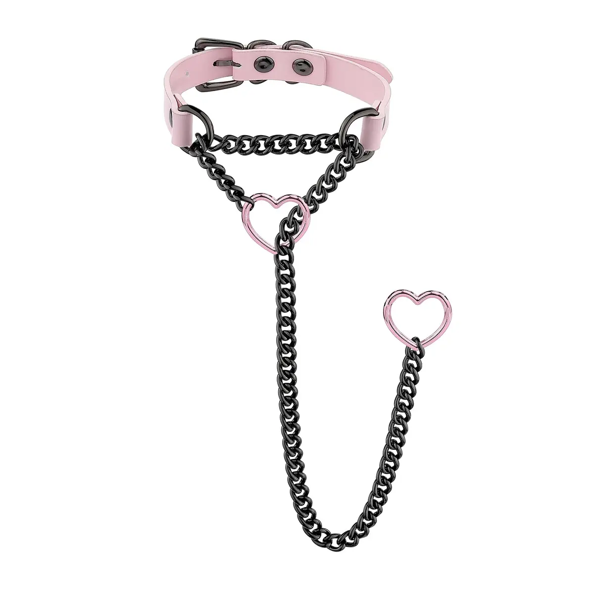 ADEMISHIA Handmade Black Heart O-ring Slip Chain Choker Collar For Women, Adjustable 21.5 inches (54.6 cm) - view 2