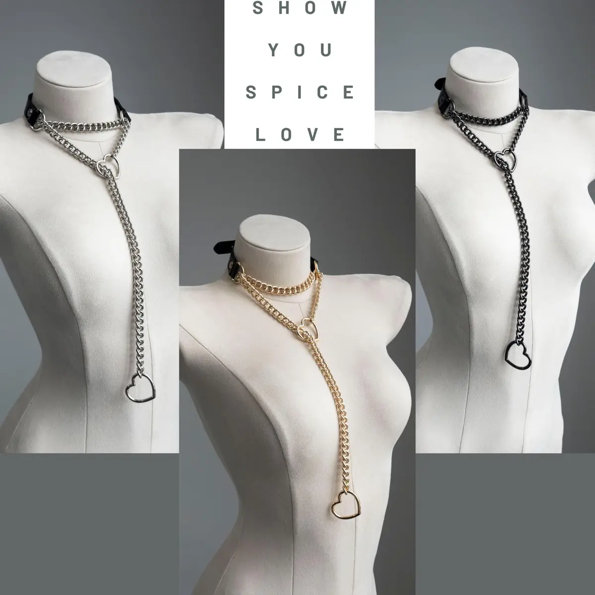 ADEMISHIA Handmade Black Heart O-ring Slip Chain Choker Collar For Women, Adjustable 21.5 cm (8.5 inches) - view 6