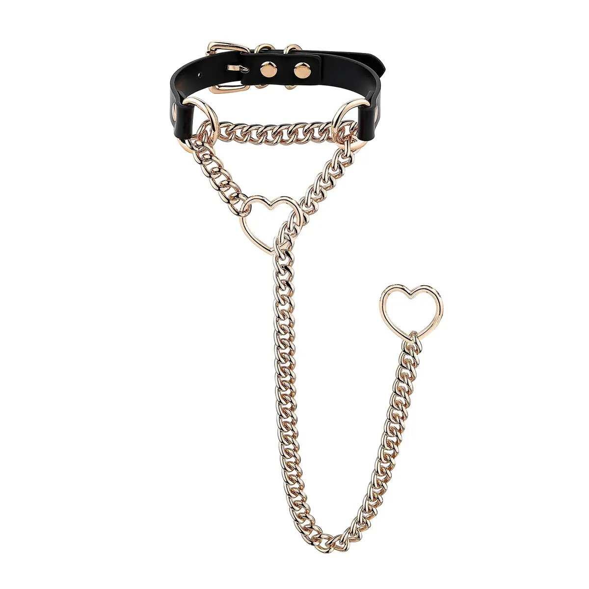 ADEMISHIA Handmade Black Heart O-ring Slip Chain Choker Collar For Women, Adjustable 21.5 cm (8.5 inches) - view 2