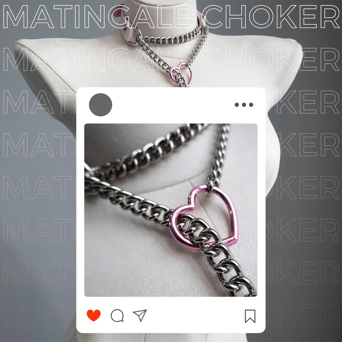 ADEMISHIA Handmade Black Heart O-ring Slip Chain Choker Collar For Women, Adjustable 21.5 inches (54.6 cm) - view 5
