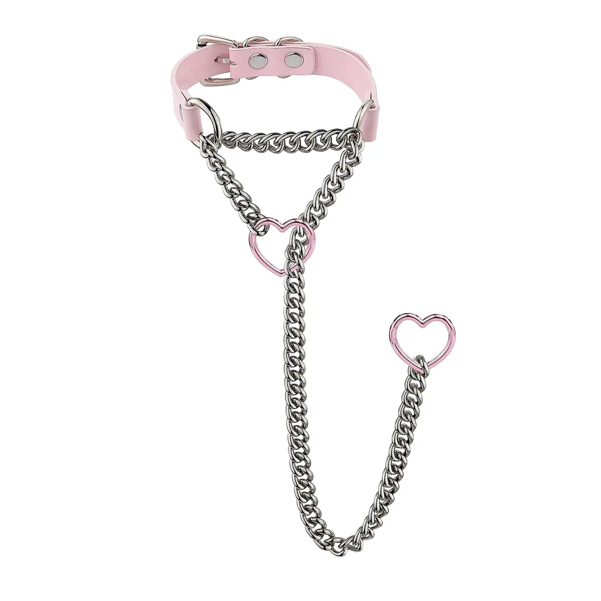 ADEMISHIA Handmade Black Heart O-ring Slip Chain Choker Collar For Women, Adjustable 21.5 inches (54.6 cm) - view 2