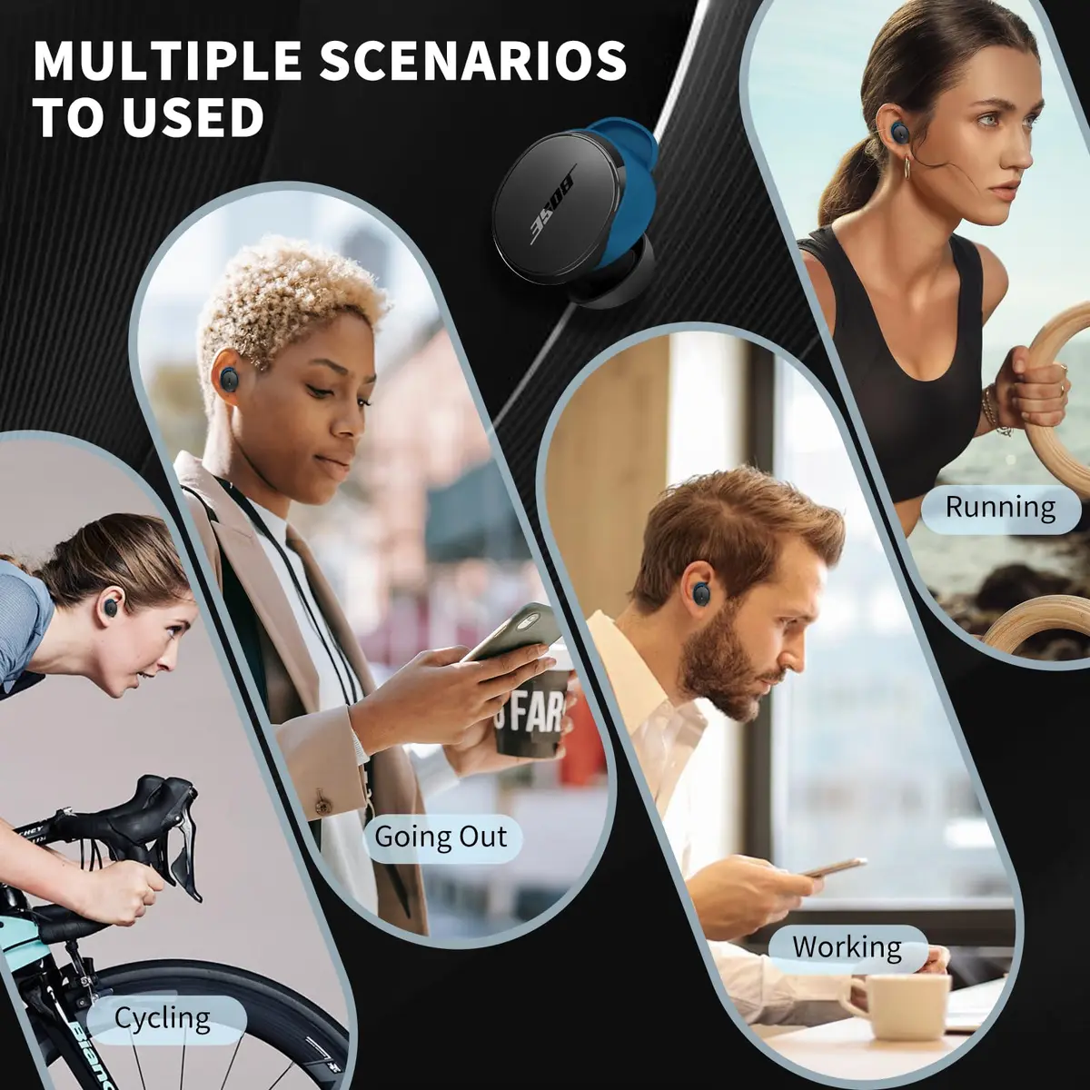 TUDIOW Blue Silicone Ear Tips Covers for New Bose QuietComfort Earbuds (2024) | 3 Pairs S/M/L with Storage Case - view 6
