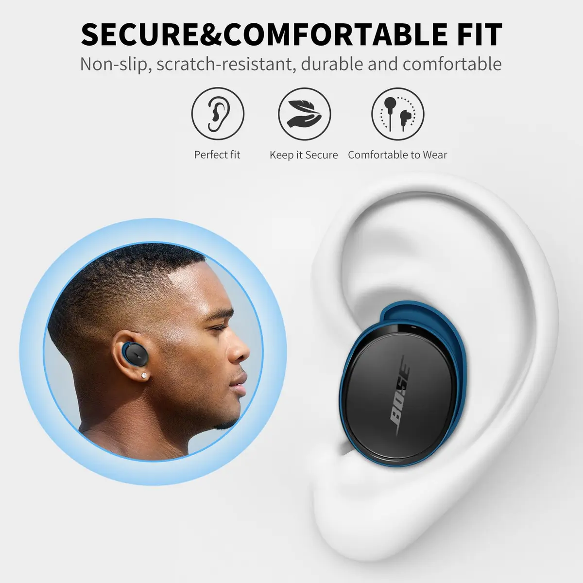 TUDIOW Blue Silicone Ear Tips Covers for New Bose QuietComfort Earbuds (2024) | 3 Pairs S/M/L with Storage Case - view 4