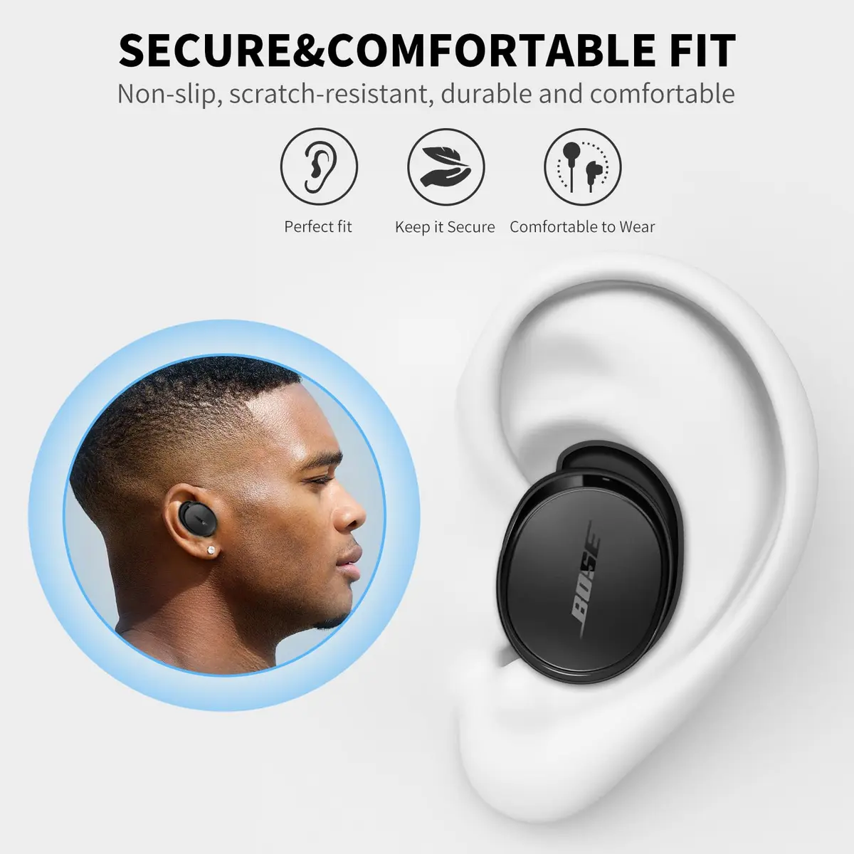 TUDIOW Black Silicone Ear Tips Covers for New Bose QuietComfort Earbuds (2024) - 3 Pairs S/M/L with Storage Case - view 5
