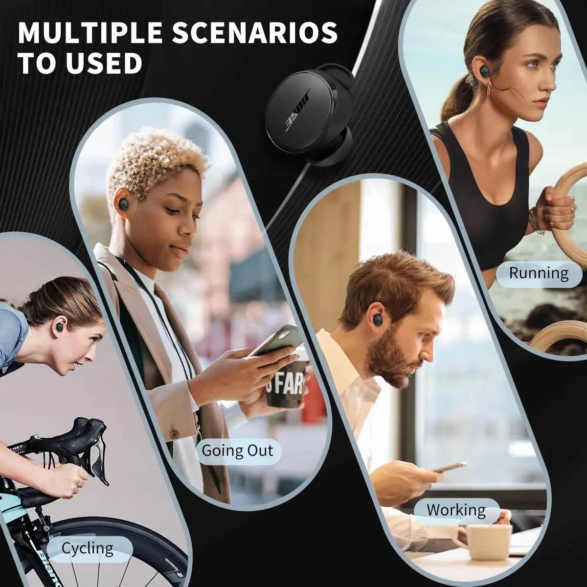 TUDIOW Black Silicone Ear Tips Covers for New Bose QuietComfort Earbuds (2024) - 3 Pairs S/M/L with Storage Case - view 6