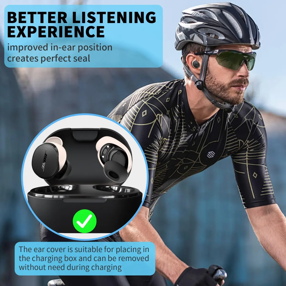 TUDIOW Silicone Ear Tips Covers for Bose QuietComfort Earbuds (2024) - 3 Pairs S/M/L Off-White | Secure Fit for Sports & Active Lifestyles - view 3