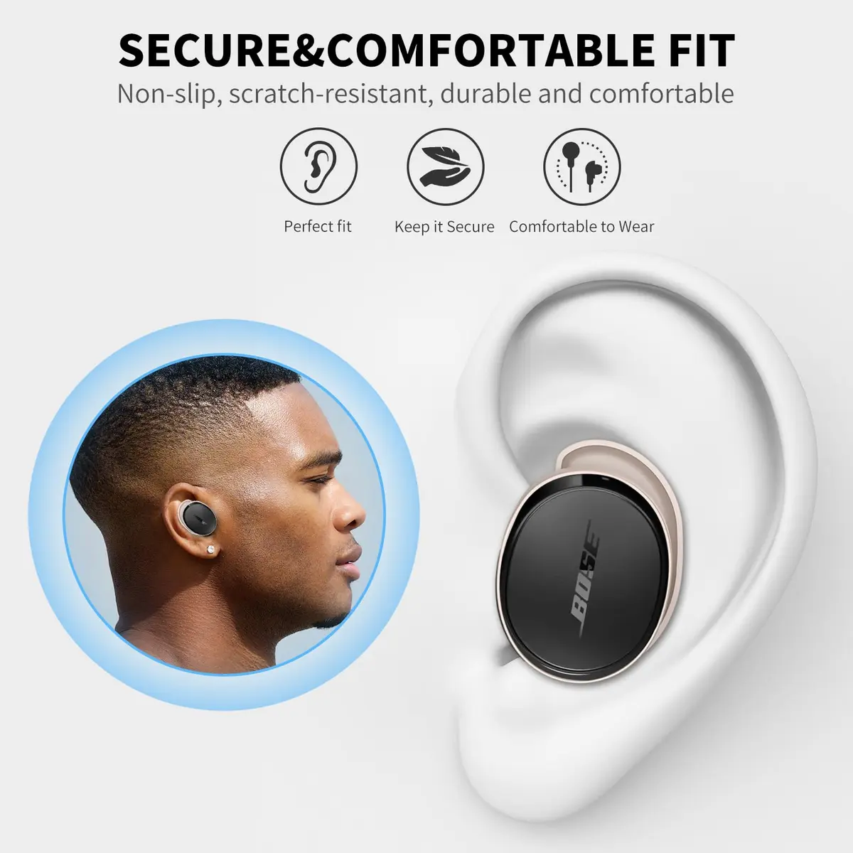 TUDIOW Silicone Ear Tips Covers for Bose QuietComfort Earbuds (2024) - 3 Pairs S/M/L Off-White | Secure Fit for Sports & Active Lifestyles - view 4