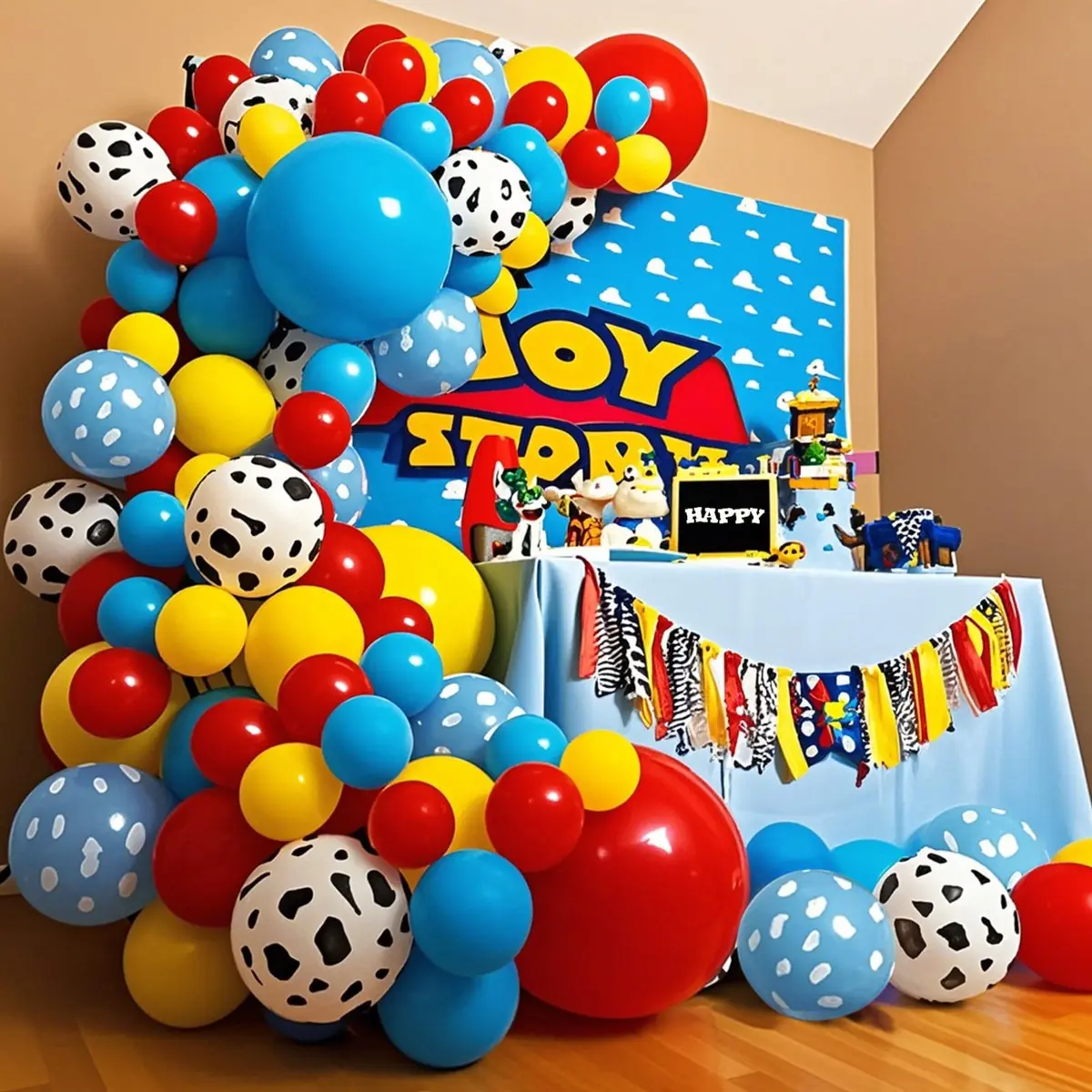 KUULBELA 68Pcs Red Yellow Blue Toy Balloons 12 Inch Cloud Cow Print | Assorted Colors Party Pack - view 7