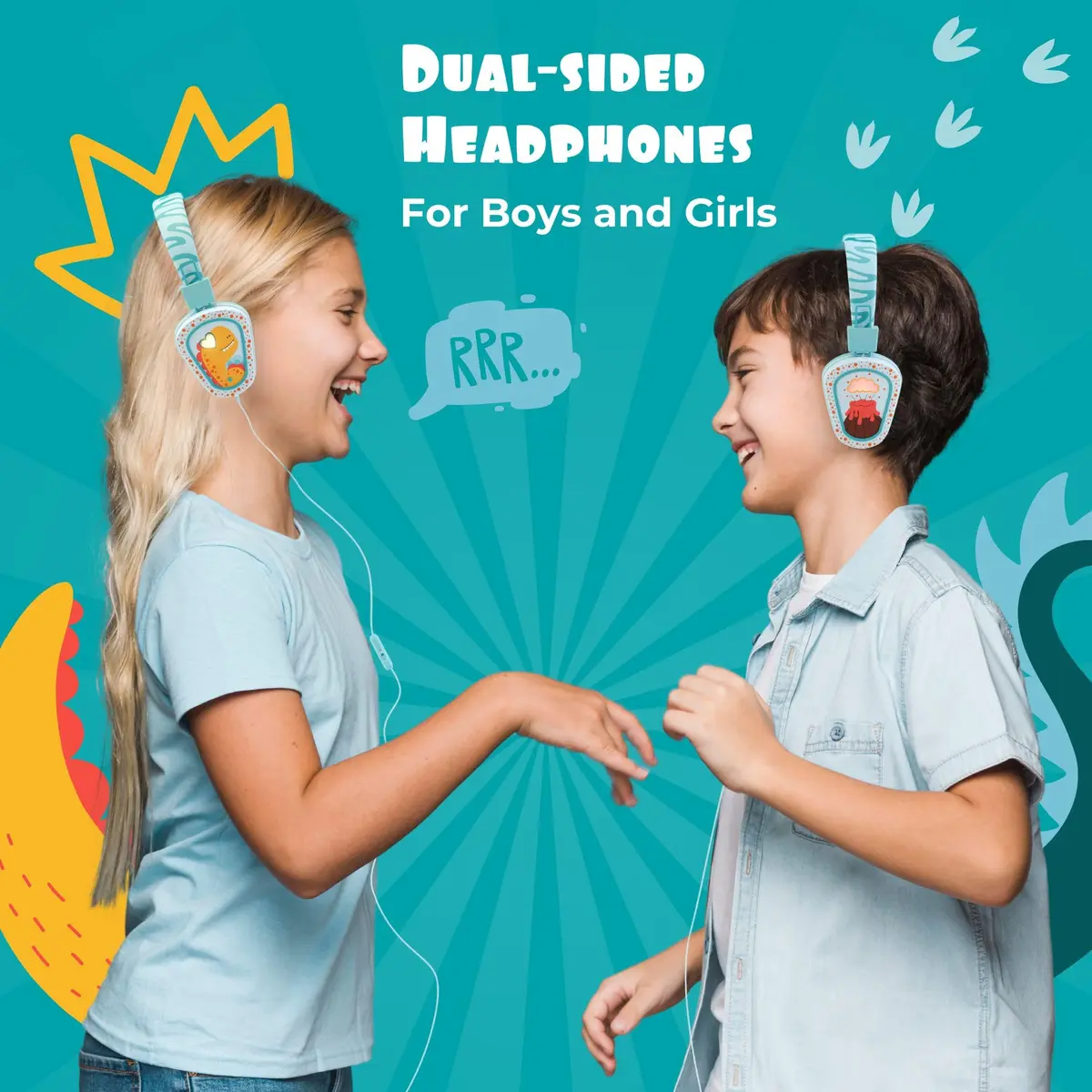 Kidrox Kids Headphones Wired LED Lights with Microphone | Safe Volume Limit 85/94dB, USB-C Wired, Durable & Flexible, Dinosaur Design for Kids - view 6