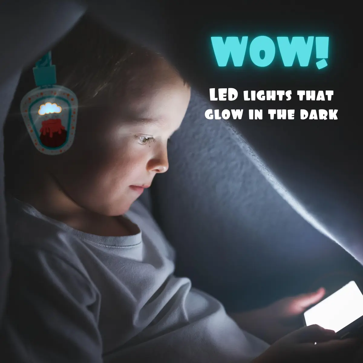 Kidrox Kids Headphones Wired LED Lights with Microphone | Safe Volume Limit 85/94dB, USB-C Wired, Durable & Flexible, Dinosaur Design for Kids - view 8