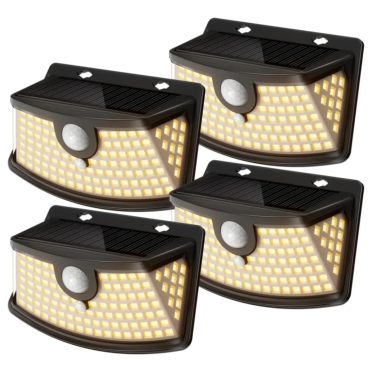 Aootek Solar Motion Sensor Lights Outdoor 120 LEDs | Waterproof, 4 Pack, Black - main product image