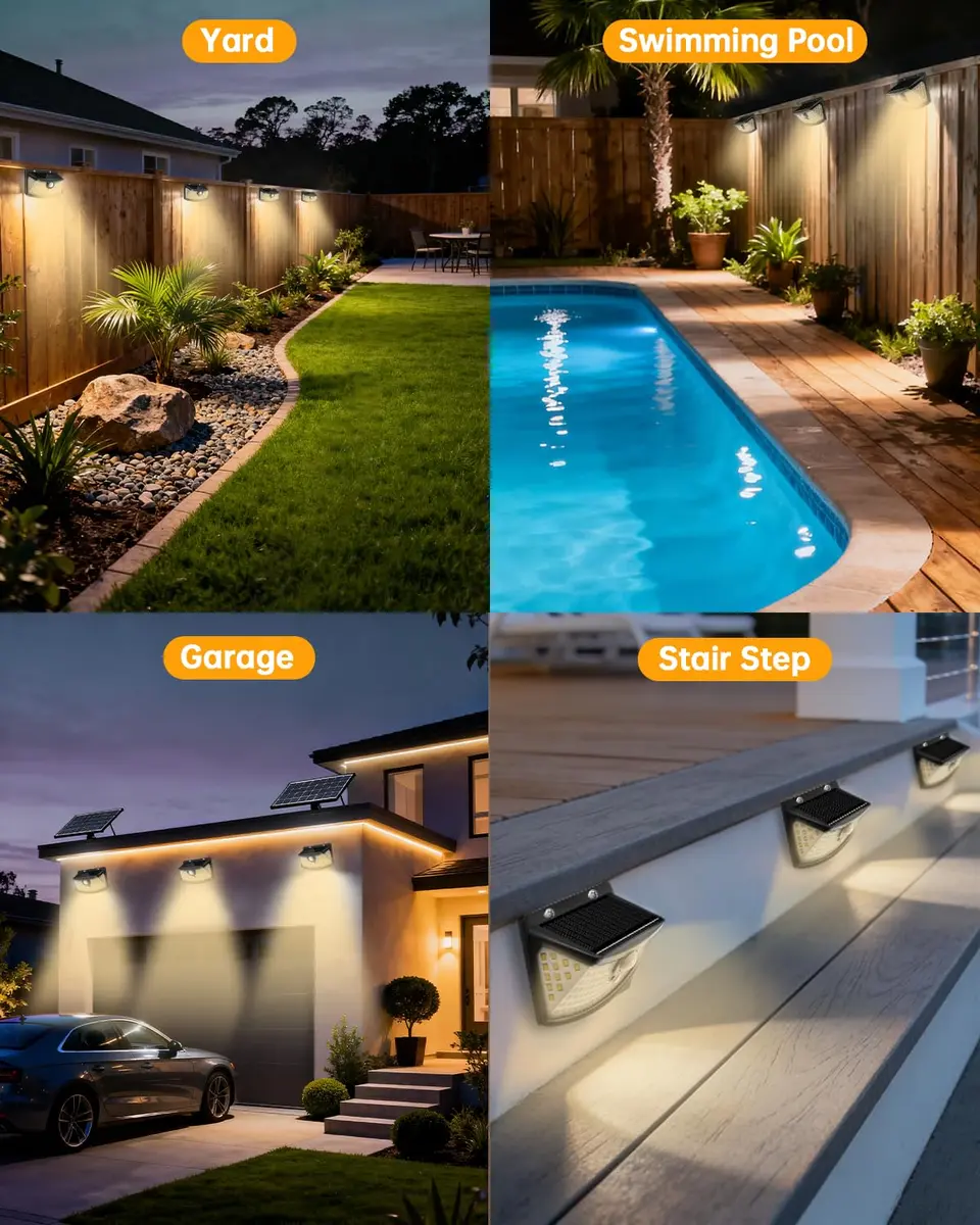 Aootek Solar Motion Sensor Lights Outdoor 120 LEDs | Waterproof, 4 Pack, Black - view 7