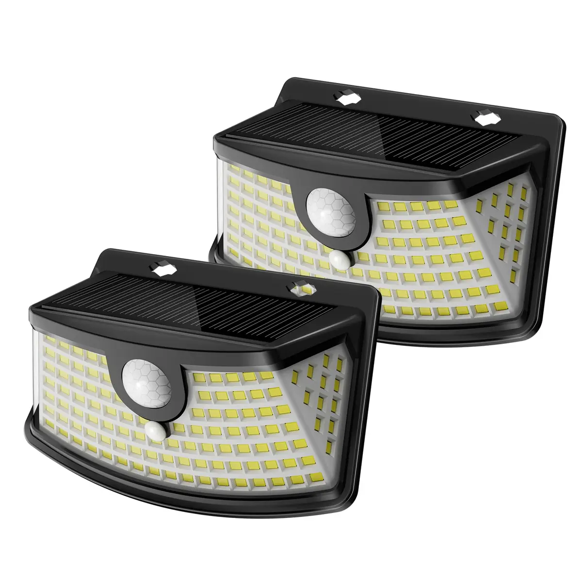 Aootek Solar Motion Sensor Lights Outdoor 120 LEDs | 2 Pack, Waterproof, 270° Wide Angle, Black - main product image
