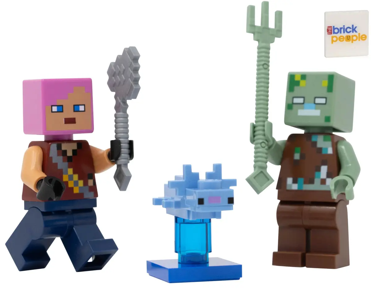 LEGO Minecraft: Adventurer with Drowned & Axolotl | 6+ | Authentic LEGO Figure for Kids - main product image