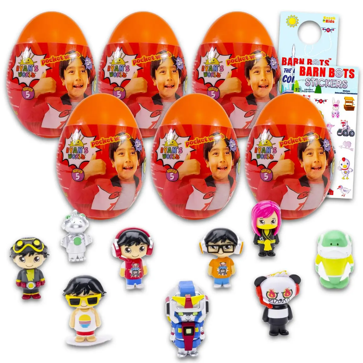Ryan's World Mini Figurines 6 Pack | Mystery Eggs & Stickers for Kids - main product image