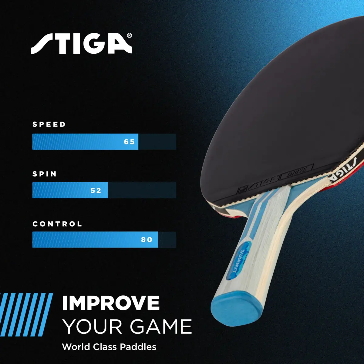 STIGA Summit Ping Pong Paddle - 5-Ply Ultra-Light Blade - 2mm Tournament-Approved Sponge - Flared Handle - view 4