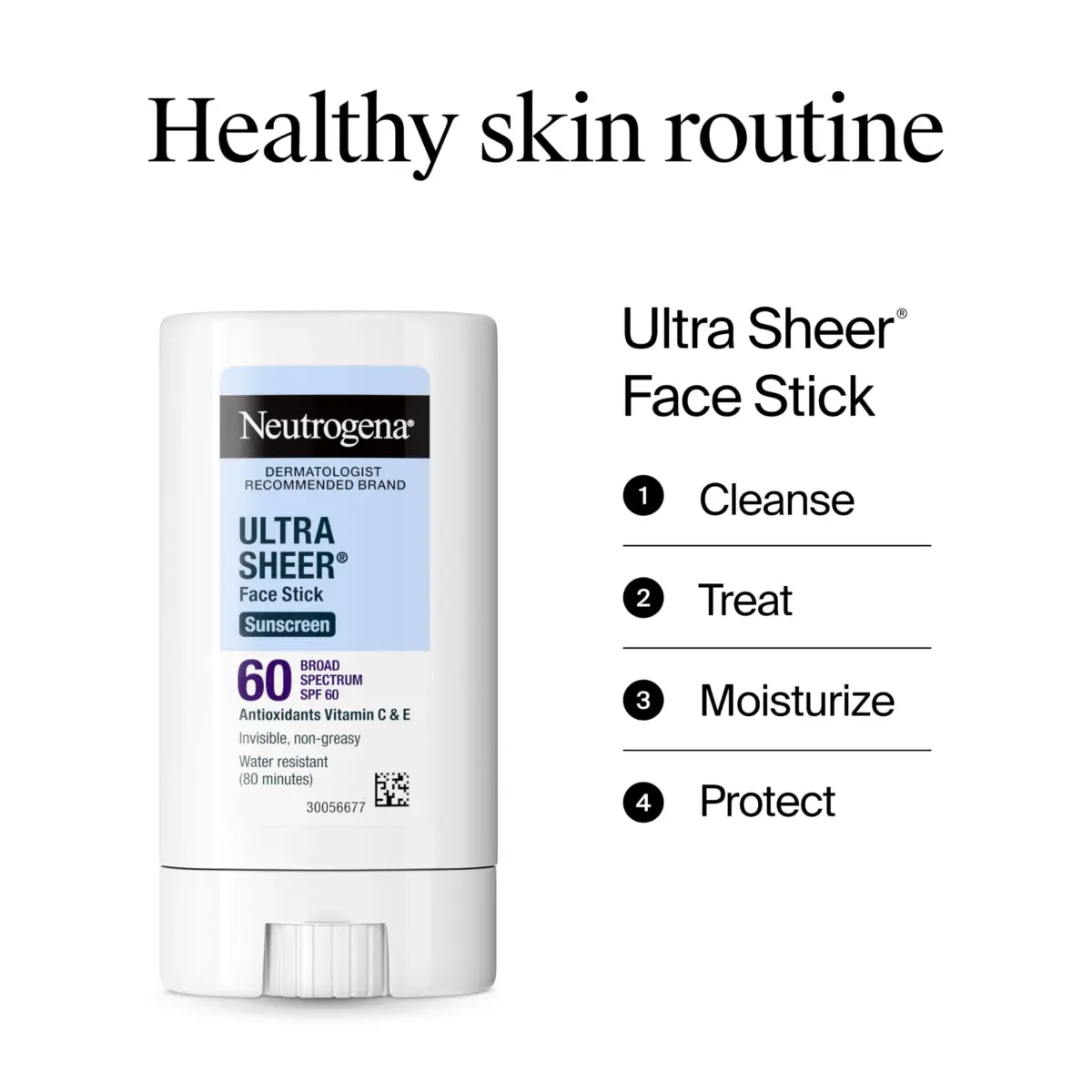 Neutrogena Ultra Sheer Face Sunscreen Stick SPF 60, 13.3g (0.47 oz) | Broad Spectrum UVA/UVB Protection - view 8