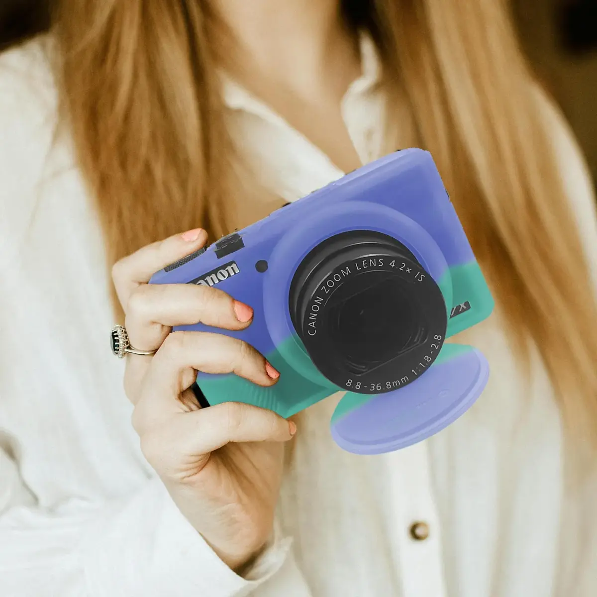 Easy Hood Camera Case for Canon G7X Mark III (Purple Blue) | Silicone Protective Cover with Removable Lens Cap - view 7