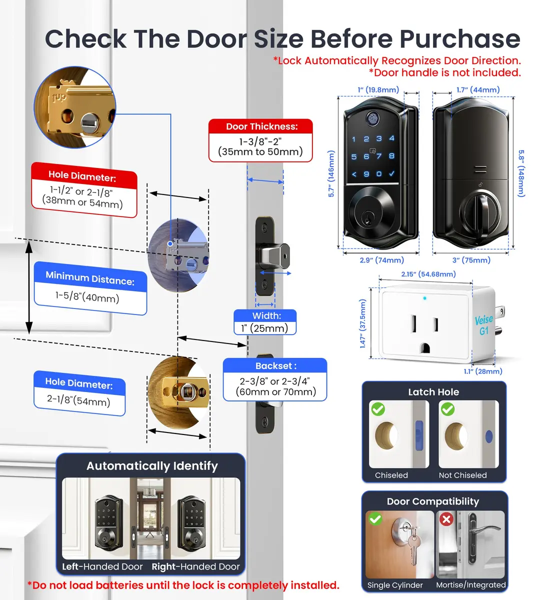 Veise VE017G WiFi Smart Keyless Entry Lock for Front Door | 6 Unlock Methods, App & Voice Control - view 6
