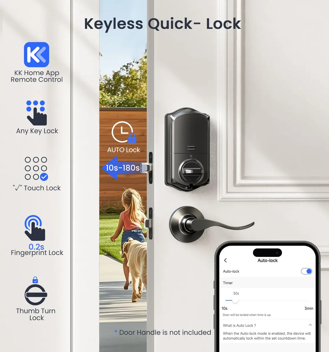 Veise VE017G WiFi Smart Keyless Entry Lock for Front Door | 6 Unlock Methods, App & Voice Control - view 9