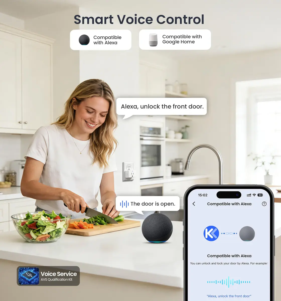 Veise VE017G WiFi Smart Keyless Entry Lock for Front Door | 6 Unlock Methods, App & Voice Control - view 4