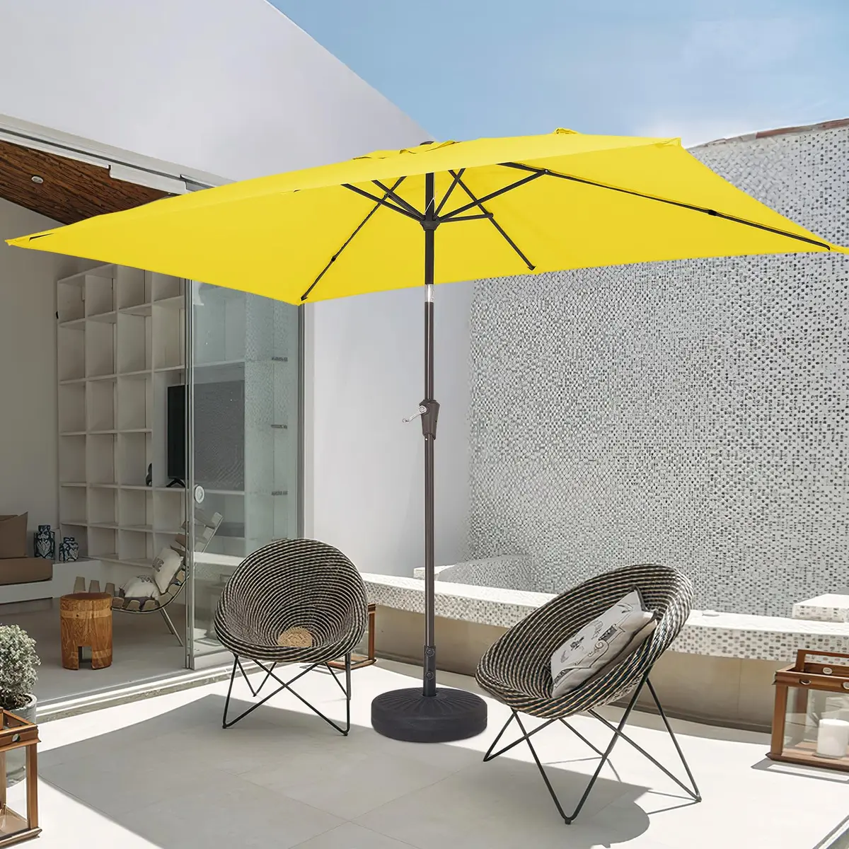 JEAREY 6.5x10 ft Rectangular Patio Umbrella UV Protection Yellow | Wide Shade & Windproof - view 8