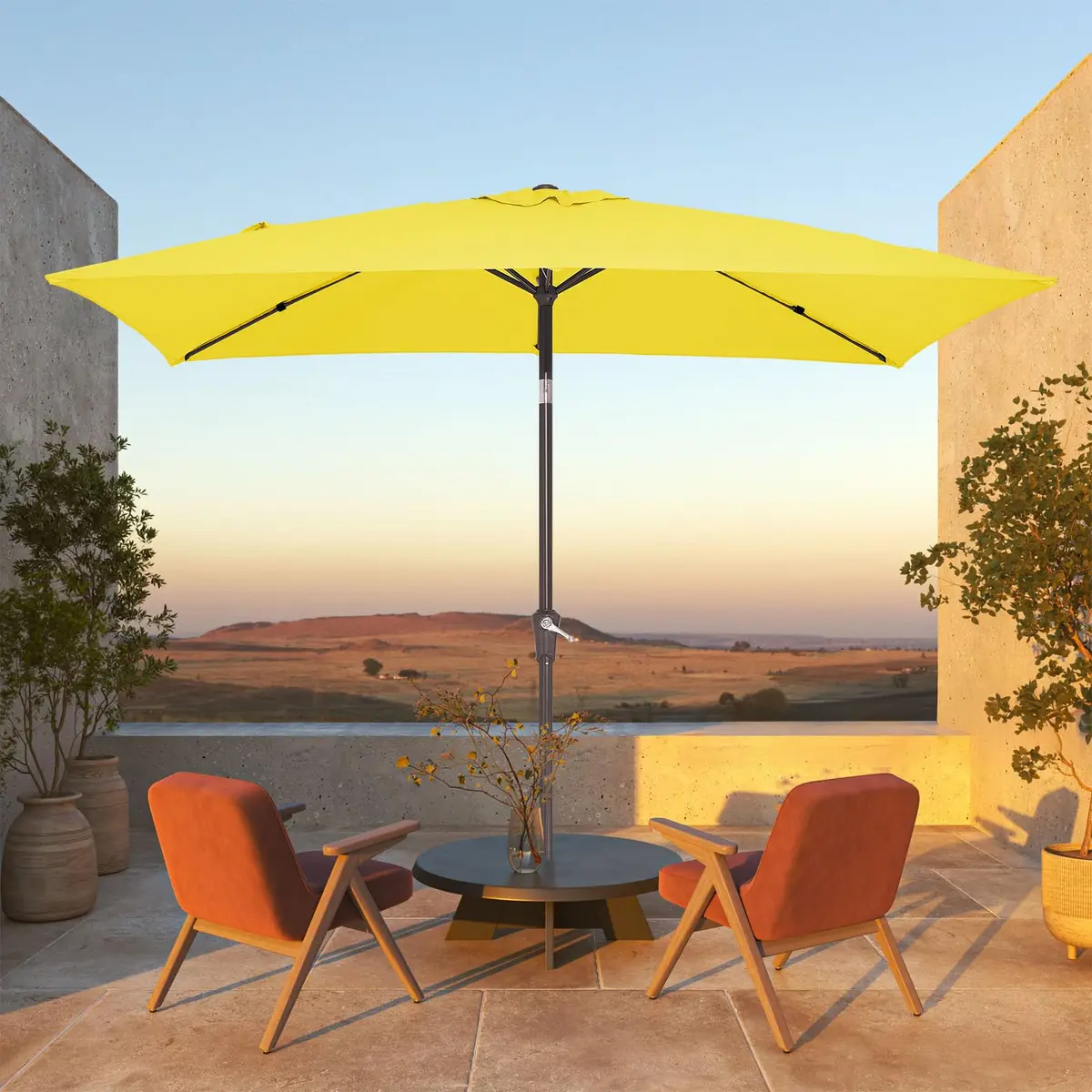JEAREY 6.5x10 ft Rectangular Patio Umbrella UV Protection Yellow | Wide Shade & Windproof - view 2