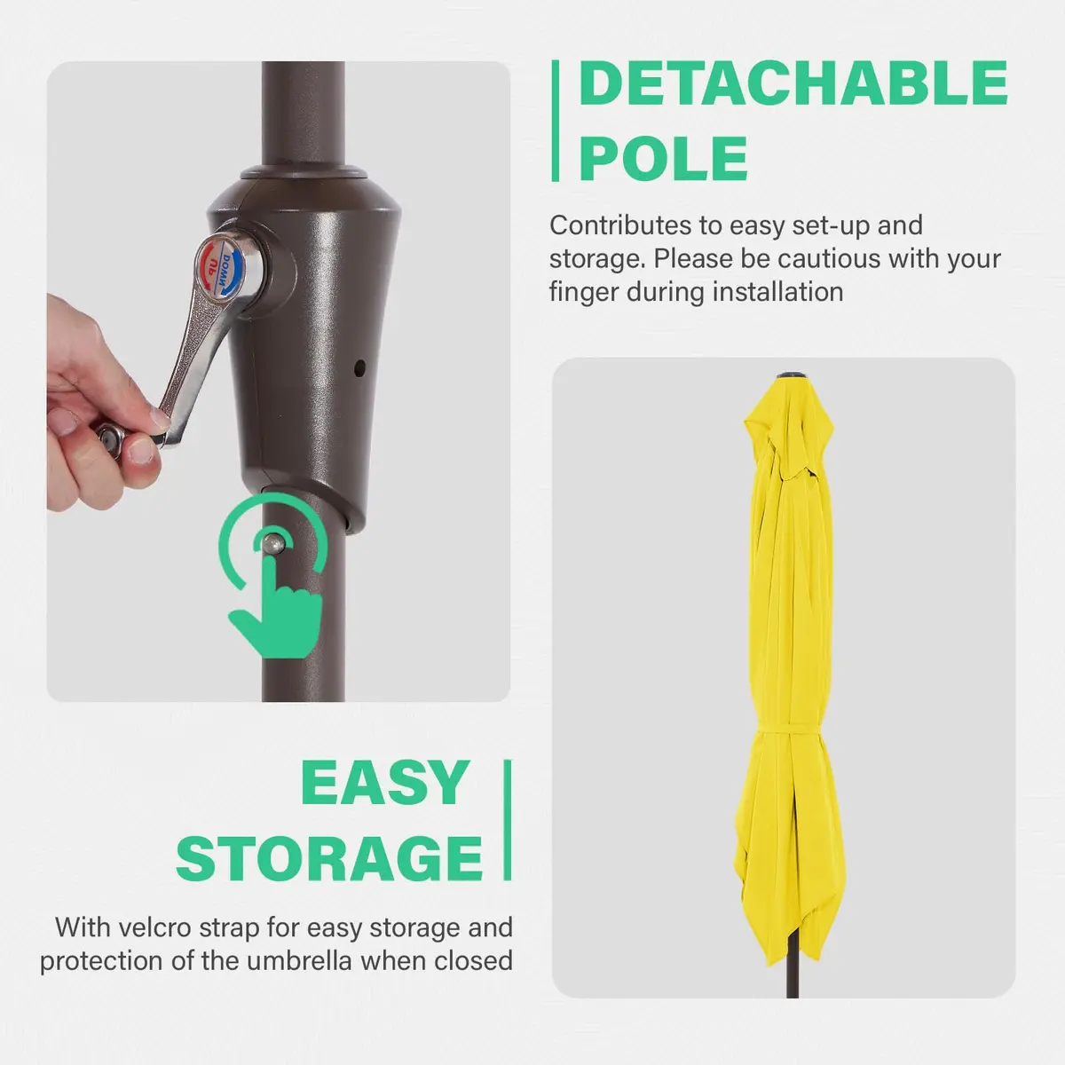JEAREY 6.5x10 ft Rectangular Patio Umbrella UV Protection Yellow | Wide Shade & Windproof - view 3