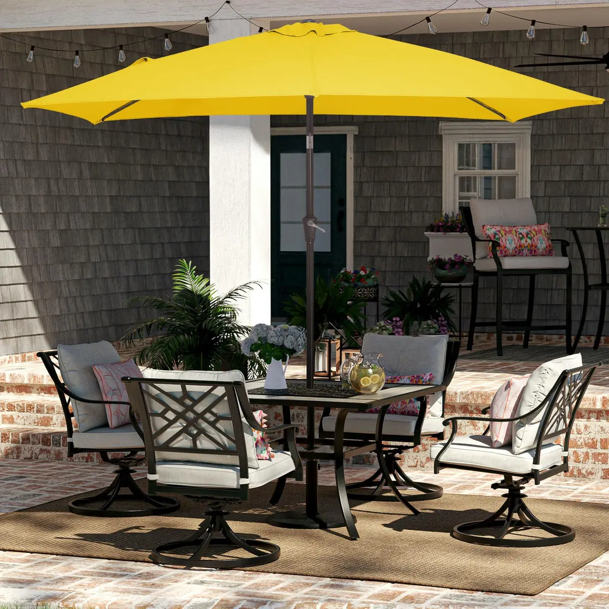 JEAREY 6.5x10 ft Rectangular Patio Umbrella UV Protection Yellow | Wide Shade & Windproof - view 4