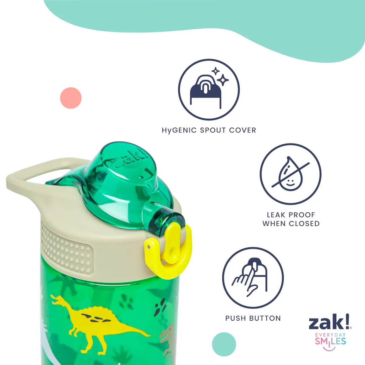Zak Designs Hello Kitty Sage 16oz (473ml) Leak-Proof Straw Kids Water Bottle | BPA-Free Plastic for Daily Hydration - view 5