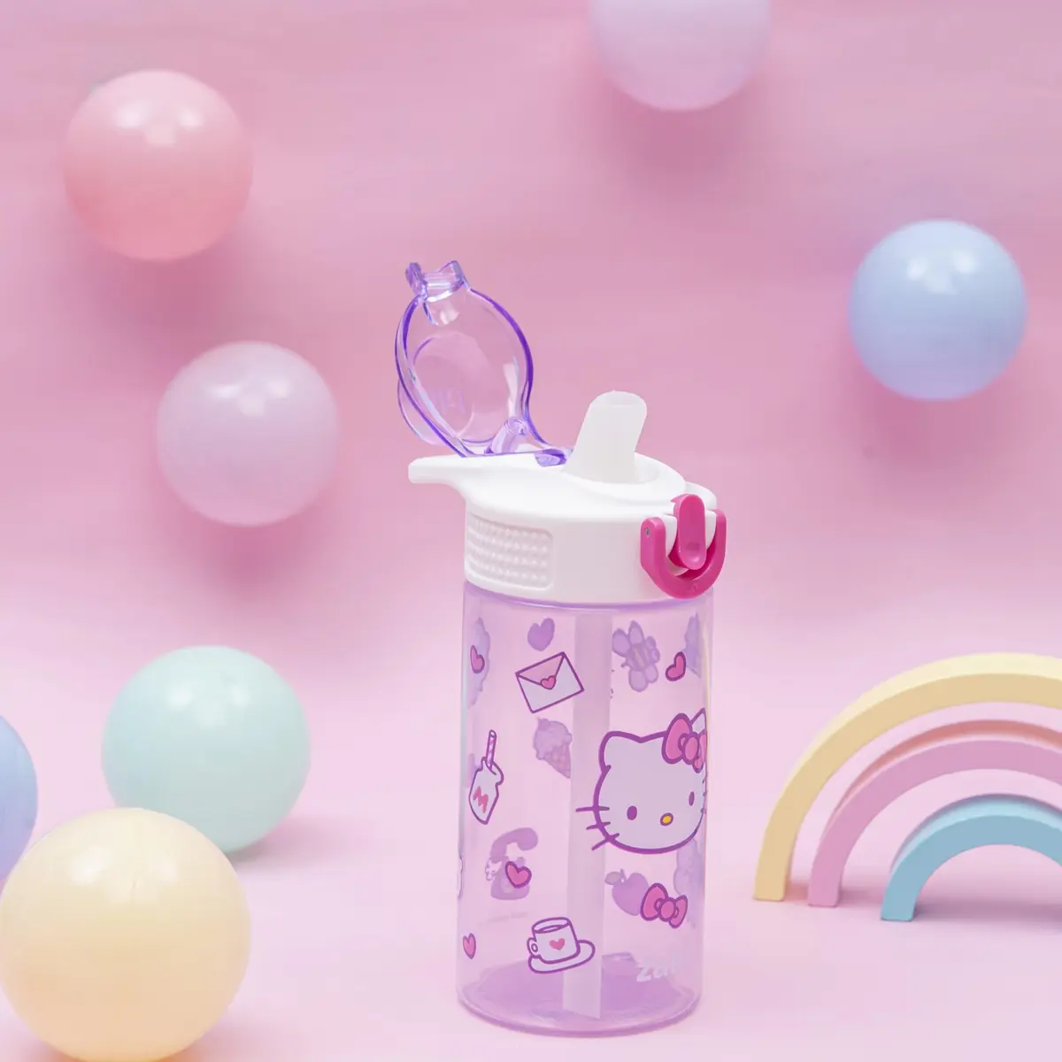 Zak Designs Hello Kitty Sage 16oz (473ml) Leak-Proof Straw Kids Water Bottle | BPA-Free Plastic for Daily Hydration - view 2