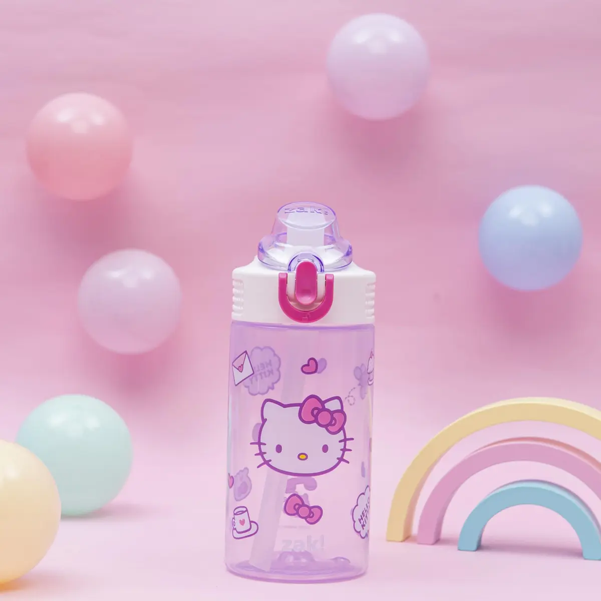 Zak Designs Hello Kitty Sage 16oz (473ml) Leak-Proof Straw Kids Water Bottle | BPA-Free Plastic for Daily Hydration - view 3