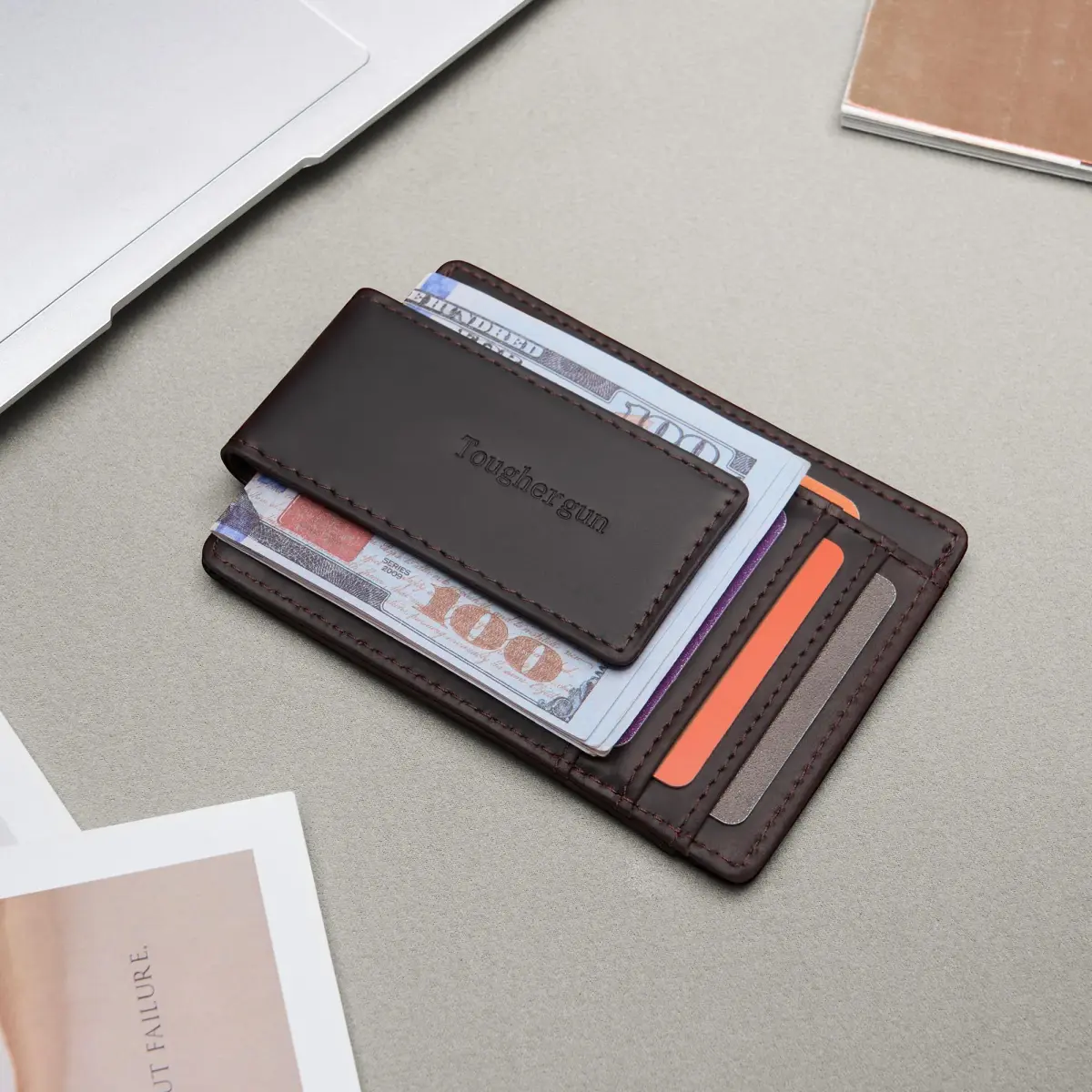 Toughergun Slim RFID Blocking Wallet for Men | 4" x 3" x 0.3" (10.16cm x 7.62cm x 0.76cm) - view 3