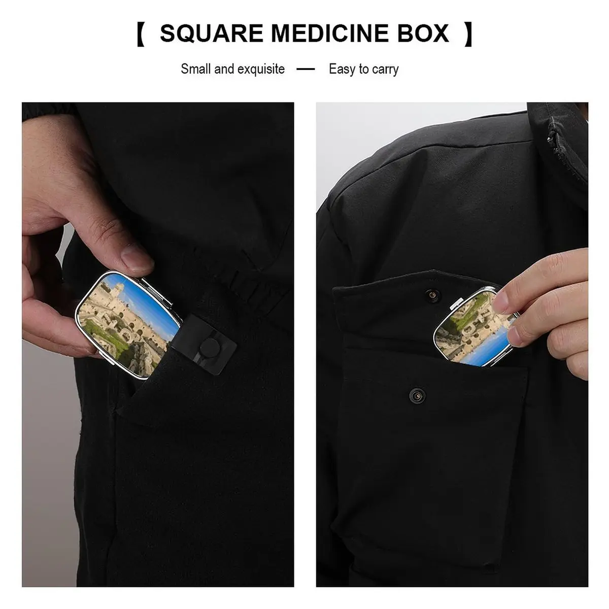 SLKFJEWT Portable Pill Case with Mirror, Israel at The Tower of David Compact Travel Medicine Box - view 5