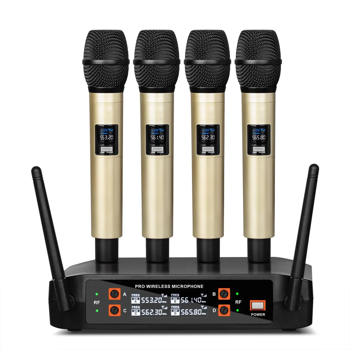Depusheng DX4 Wireless Microphone System with 4 UHF Dynamic Mics | 164 Ft Range, 4-Channel, Plug & Play - main product image