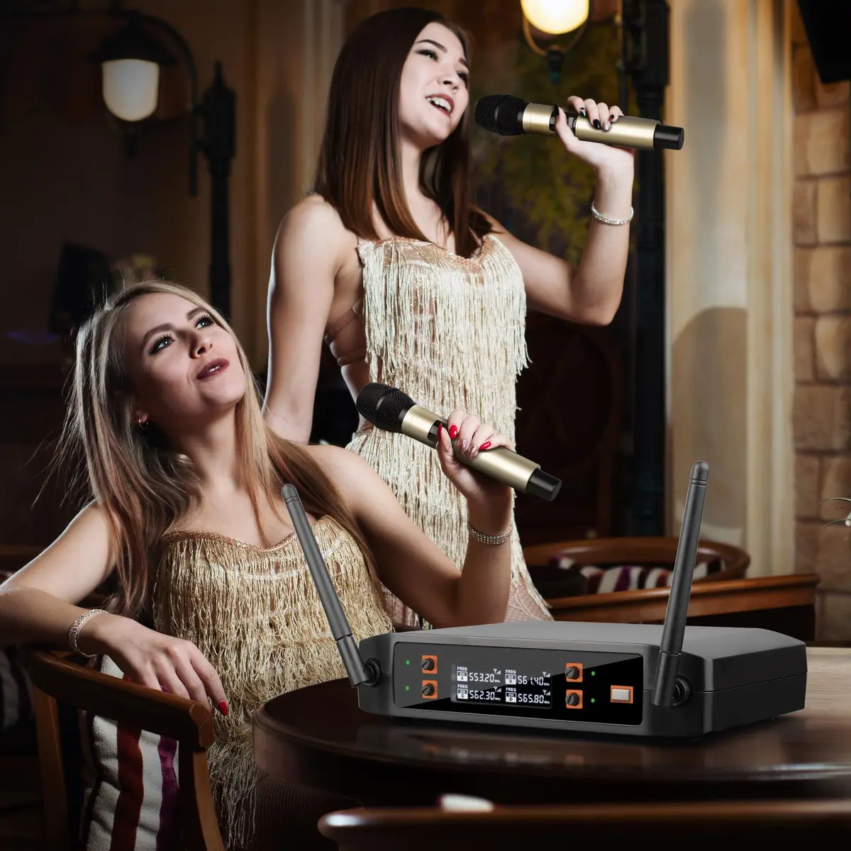 Depusheng DX4 Wireless Microphone System with 4 UHF Dynamic Mics | 164 Ft Range, 4-Channel, Plug & Play - view 3