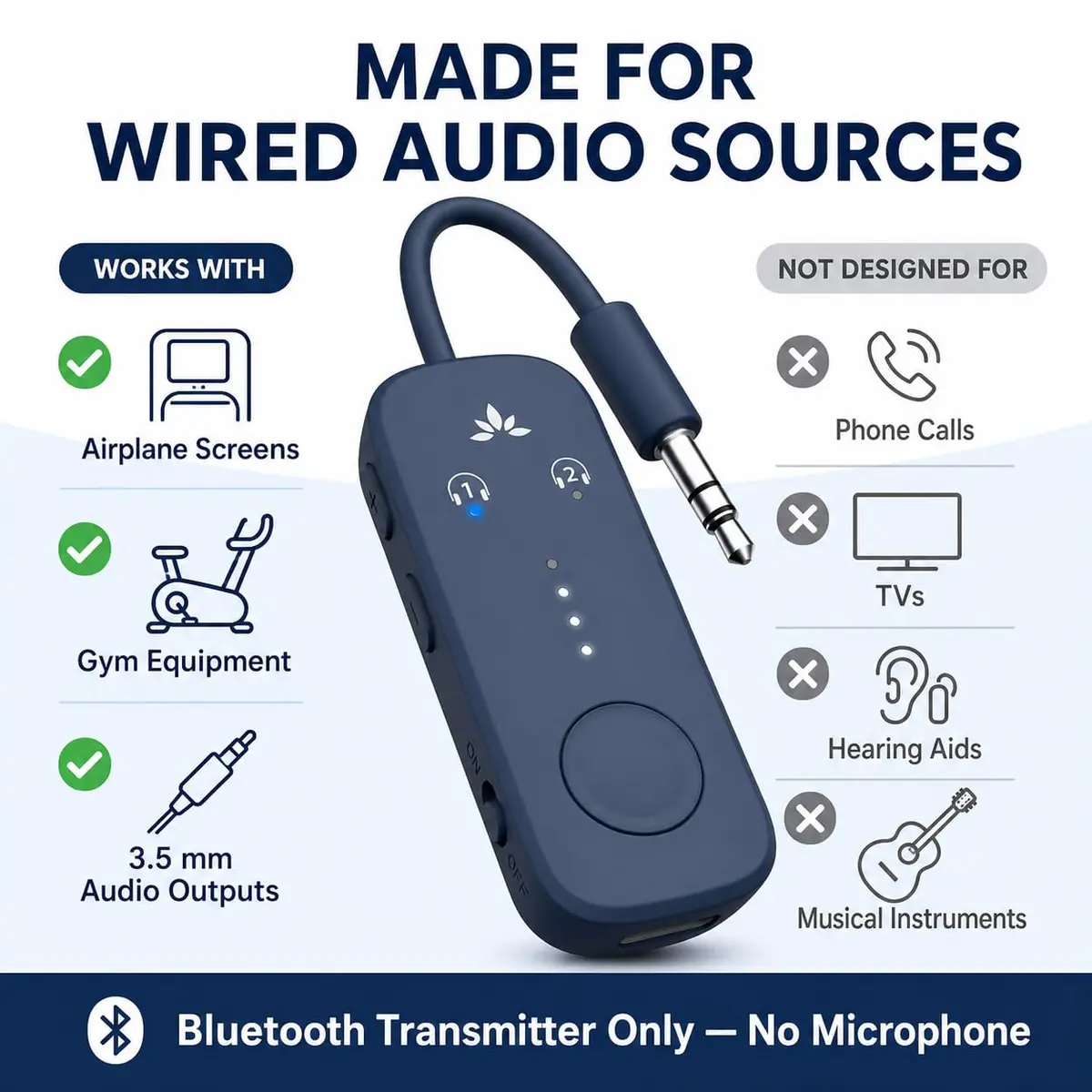 Avantree Relay Bluetooth Transmitter for 2 Headphones | 25-Hour Battery, aptX Adaptive - view 6