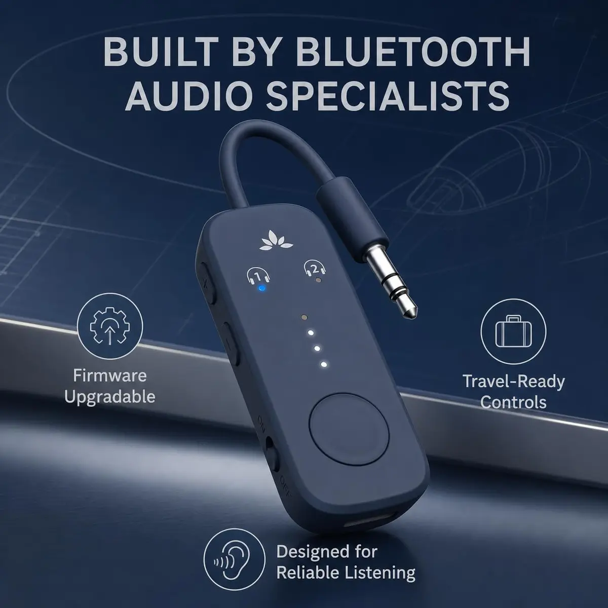 Avantree Relay Bluetooth Transmitter for 2 Headphones | 25-Hour Battery, aptX Adaptive - view 4