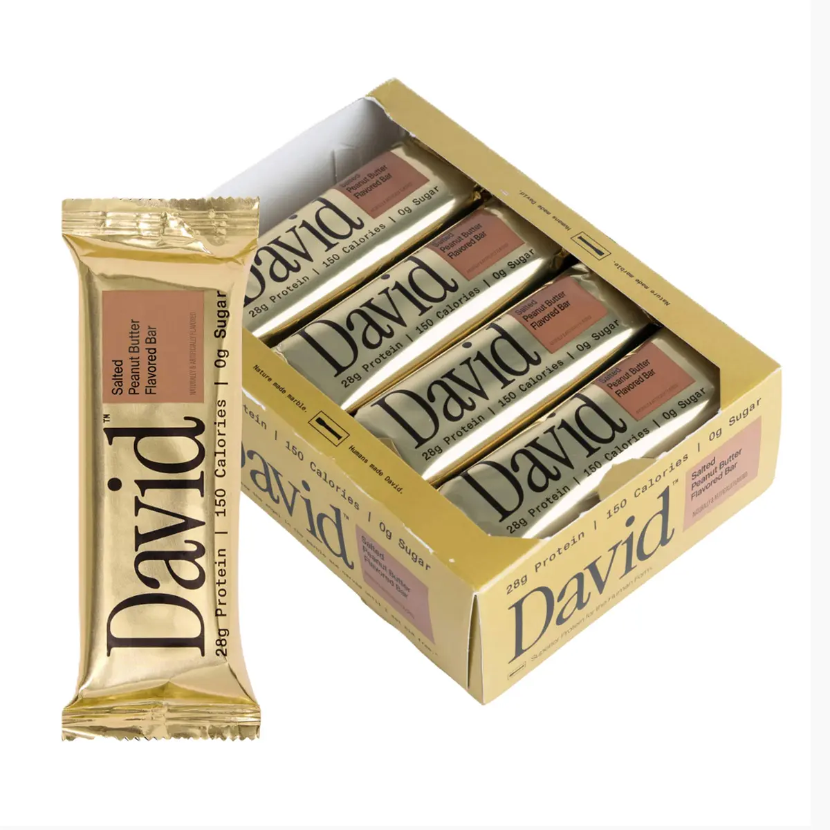 David Salted Peanut Butter Flavored Protein Bars | 28g Protein | 12 Pack - main product image
