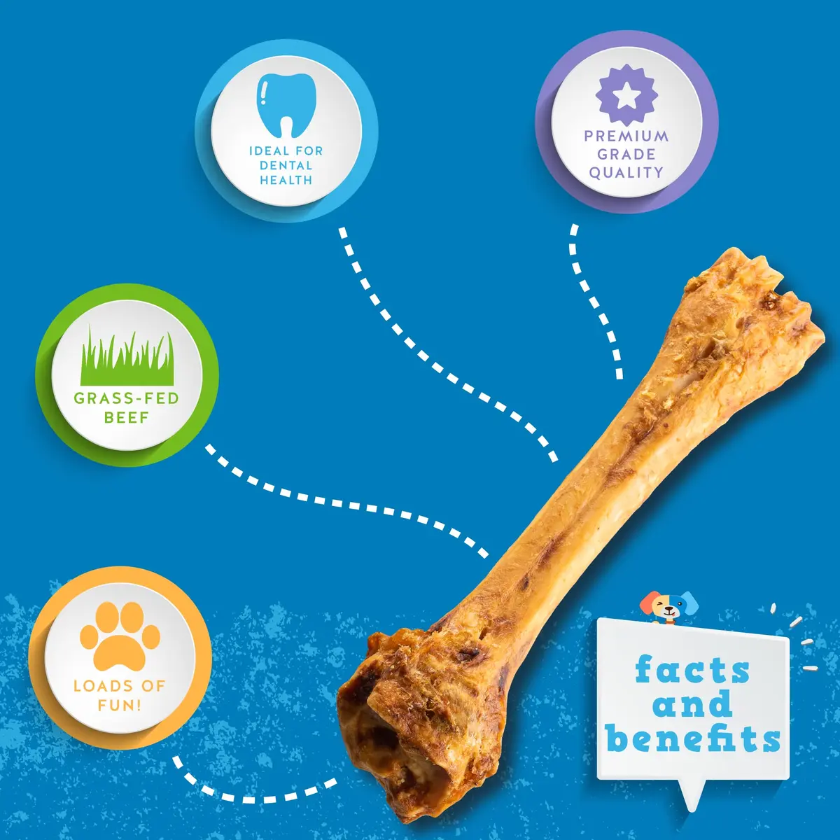 Jack&Pup Beef Shin Bones 8-11” | Long Lasting Natural Dog Bones for Large Dogs - view 3