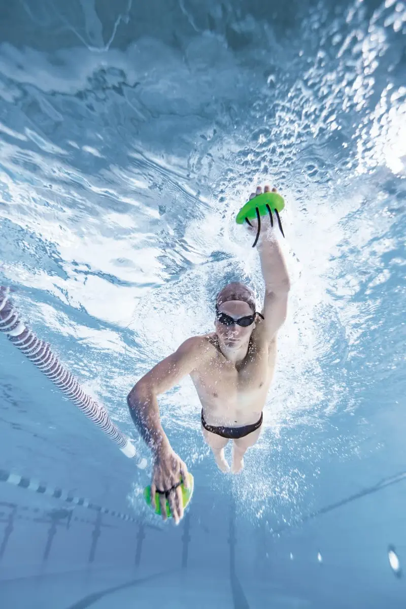 Arena Elite Finger Swimming Paddles Small Plum Purple/Arctic Lime | Improve Stroke Technique & Forearm Power - view 6
