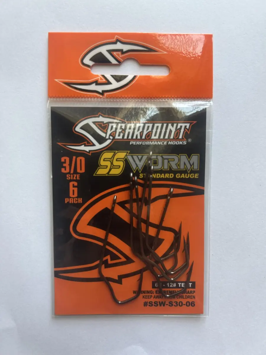 Spearpoint SSW-S30-06 Straight Shank Worm Hook 6 Pack | High Carbon Steel, Reliable Bait Hold, Sharp Piercing Point - main product image